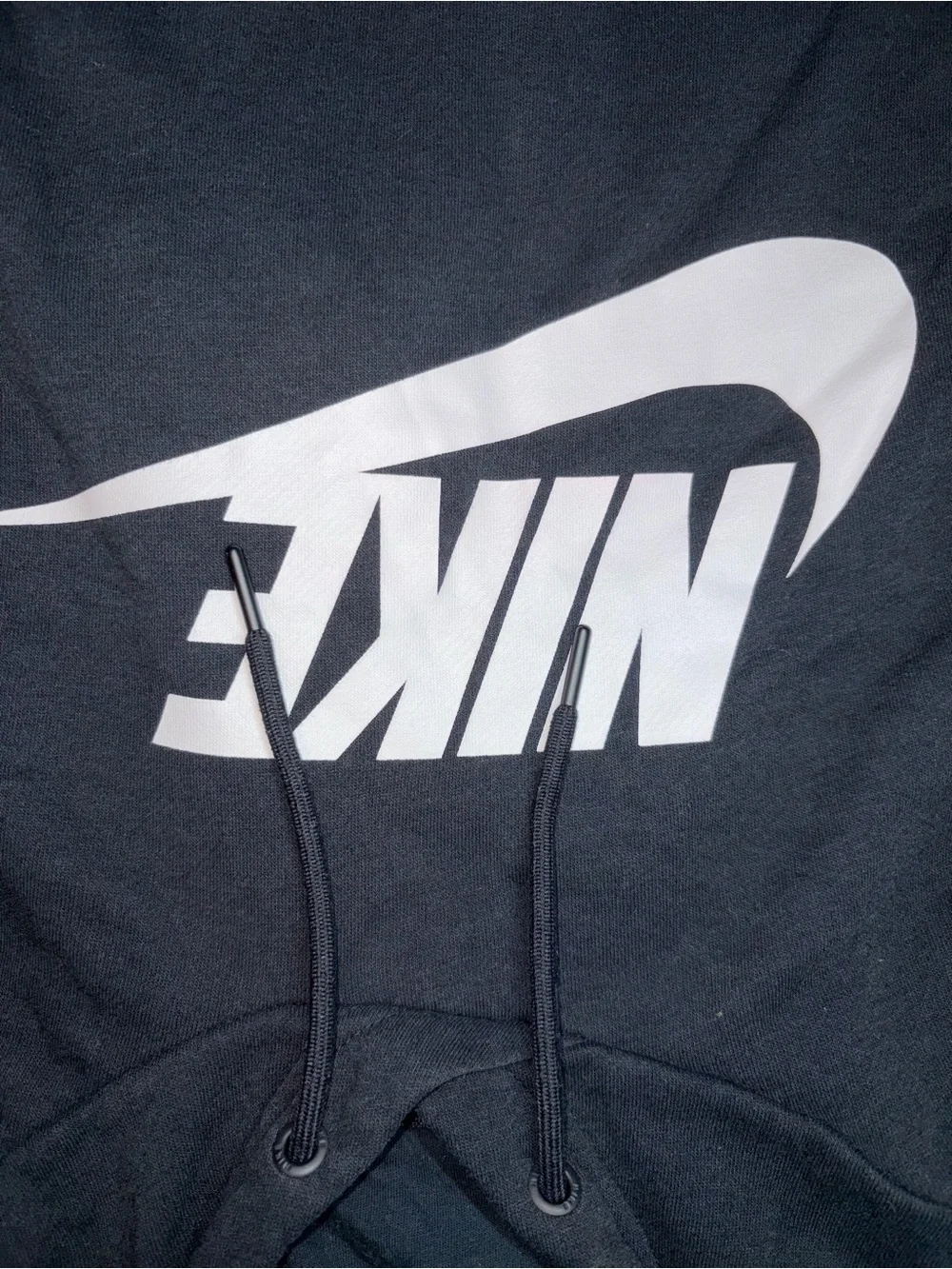 Nike Black Crewneck Crop Hoodie with White Swoosh